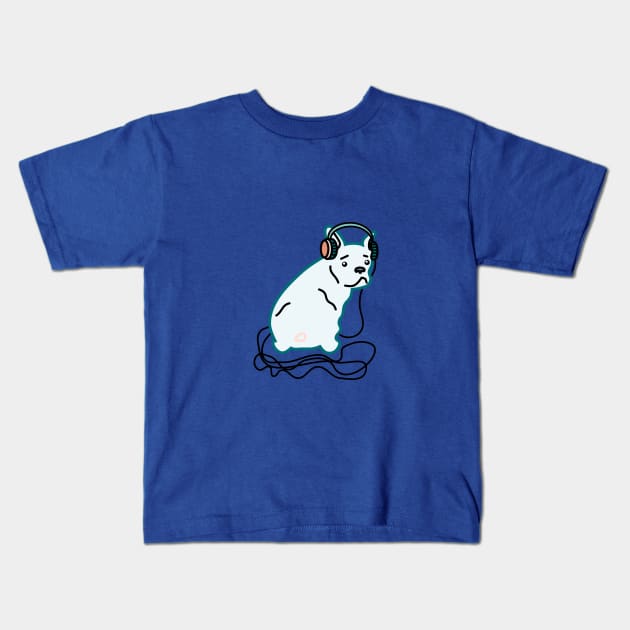 French Bulldog Chilling With His Tunes Kids T-Shirt by ontenno